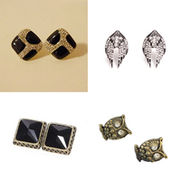 Multiple Style Small Cute Earrings for Women Girls Rectangular Geometric Starfish Owl Animal Shaped Earrings Jewelry Accessories