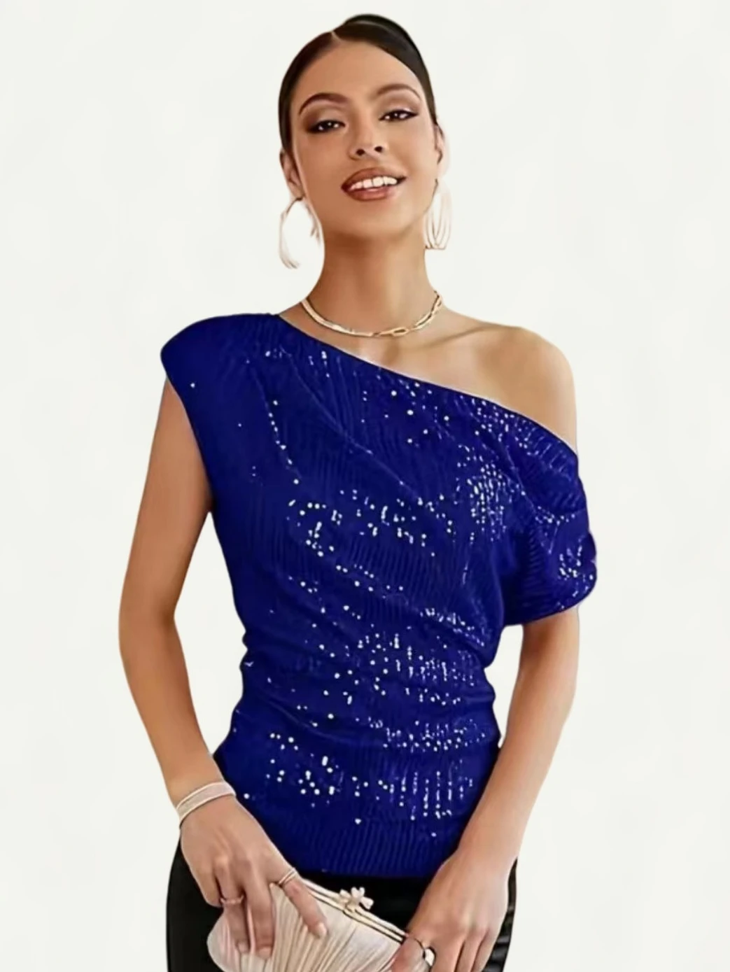 

iny Sequin Women's T-irt Sparkling ort Sve Slant Collar Commute Sle Polyester Fiber ort Length 3D Effect Design