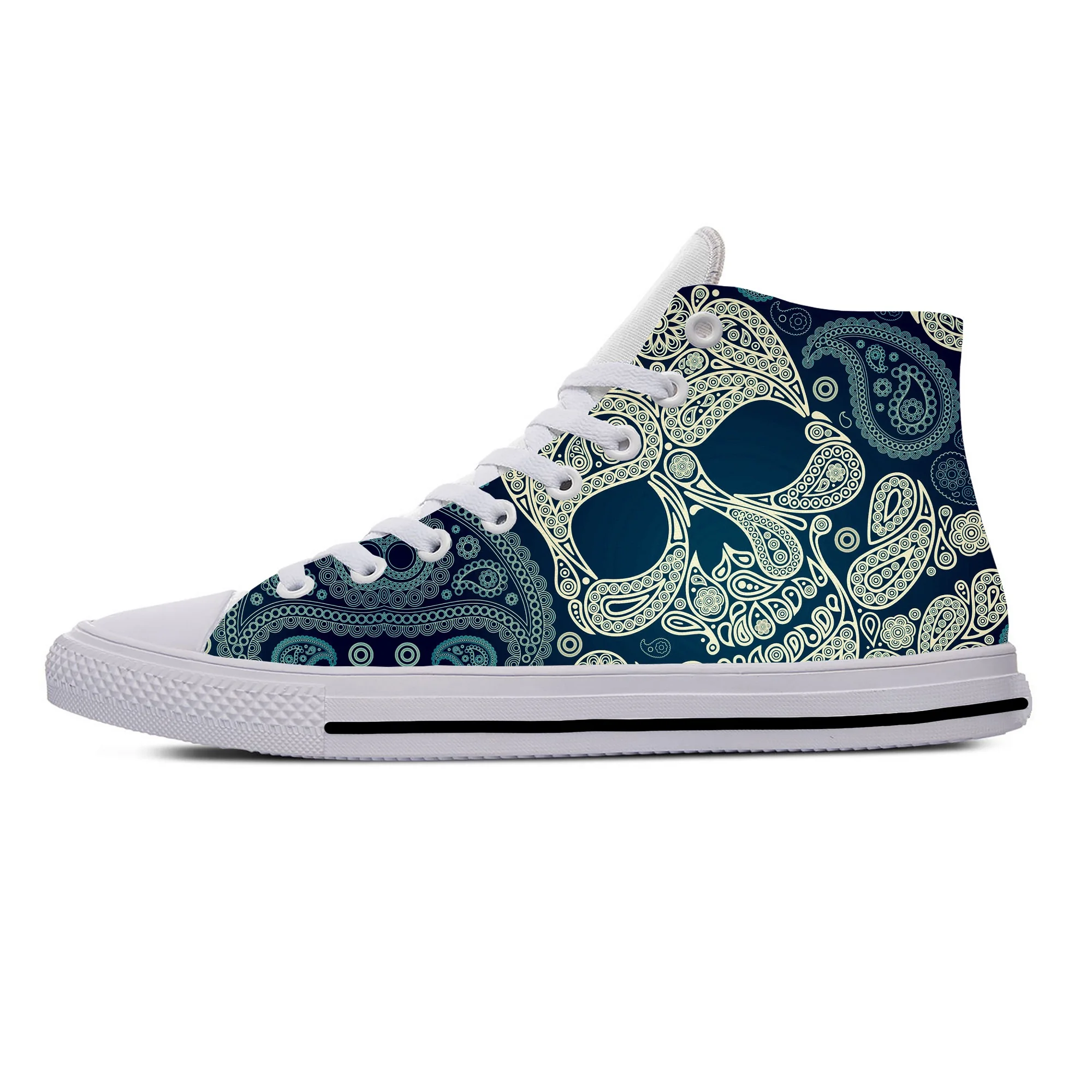 Hot SKull PAisley Gothic Goth Horror Punk Fashion Casual Shoes High Top Lightweight Men Women Sneakers Breathable Board Shoes