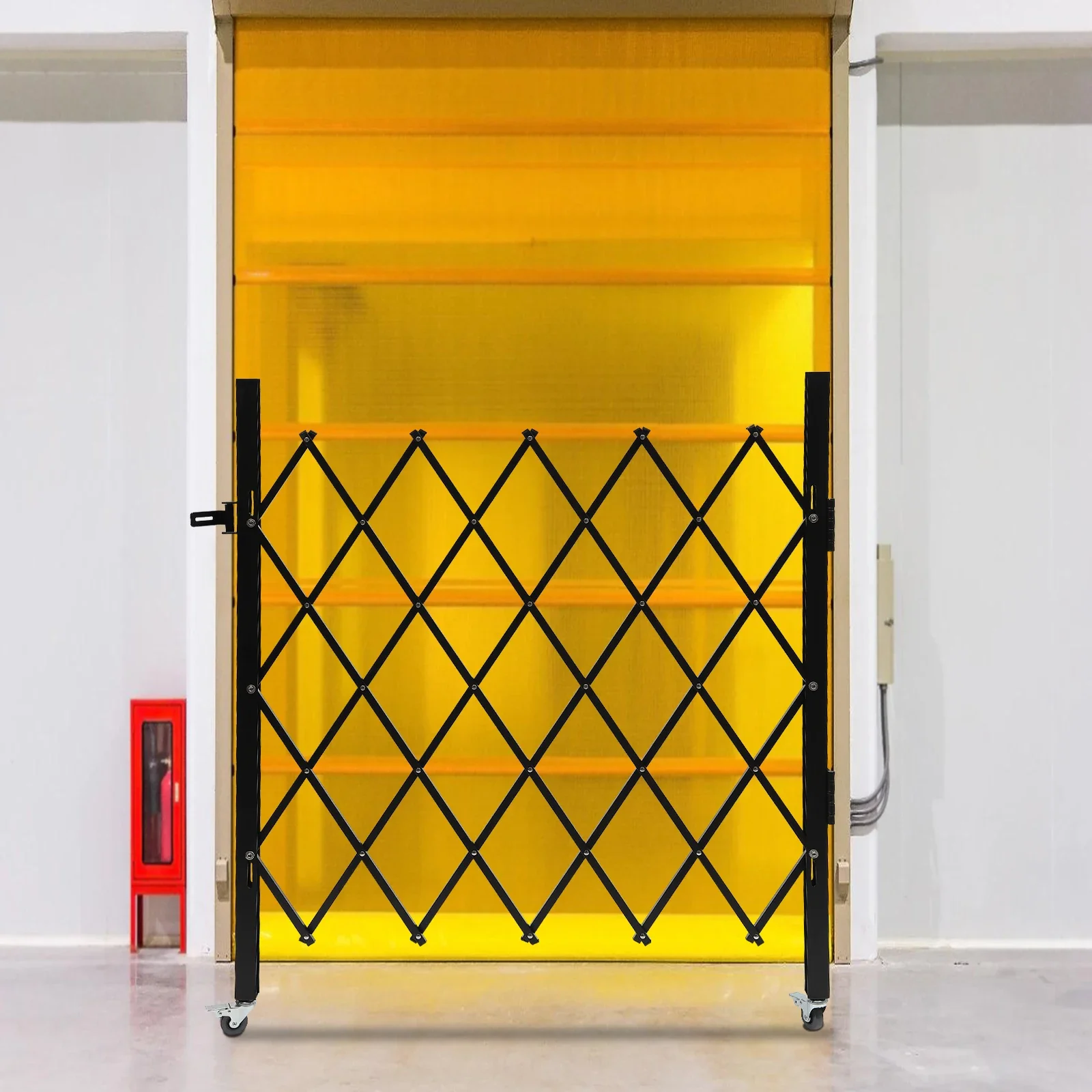 

Expandable Iron and Aluminum Folding Security Gate - 4.27'H x 36.6"W, with Padlock for Enhanced Safety