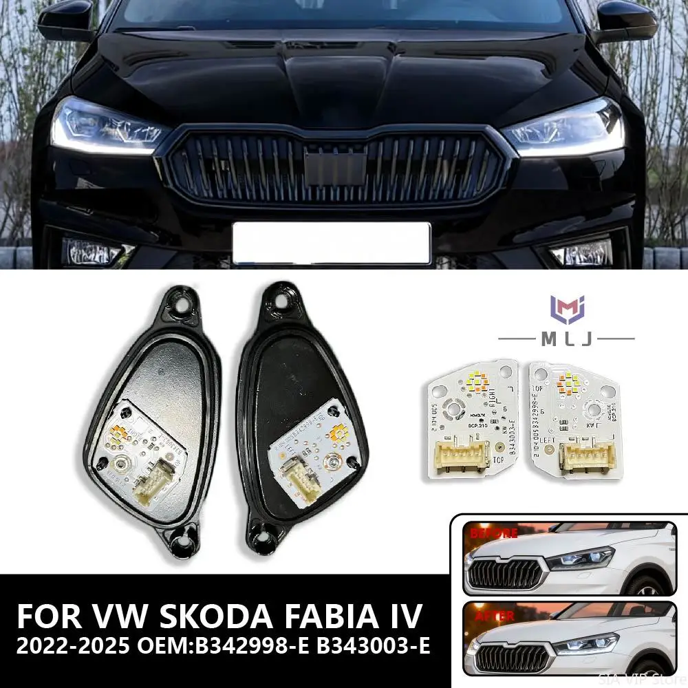 

Для VW Skoda Fabia IV 2022-2025: Белый светодиодный модуль DRL Angel Eye (чип) OE B342998-E B343003-E, источник дневного света