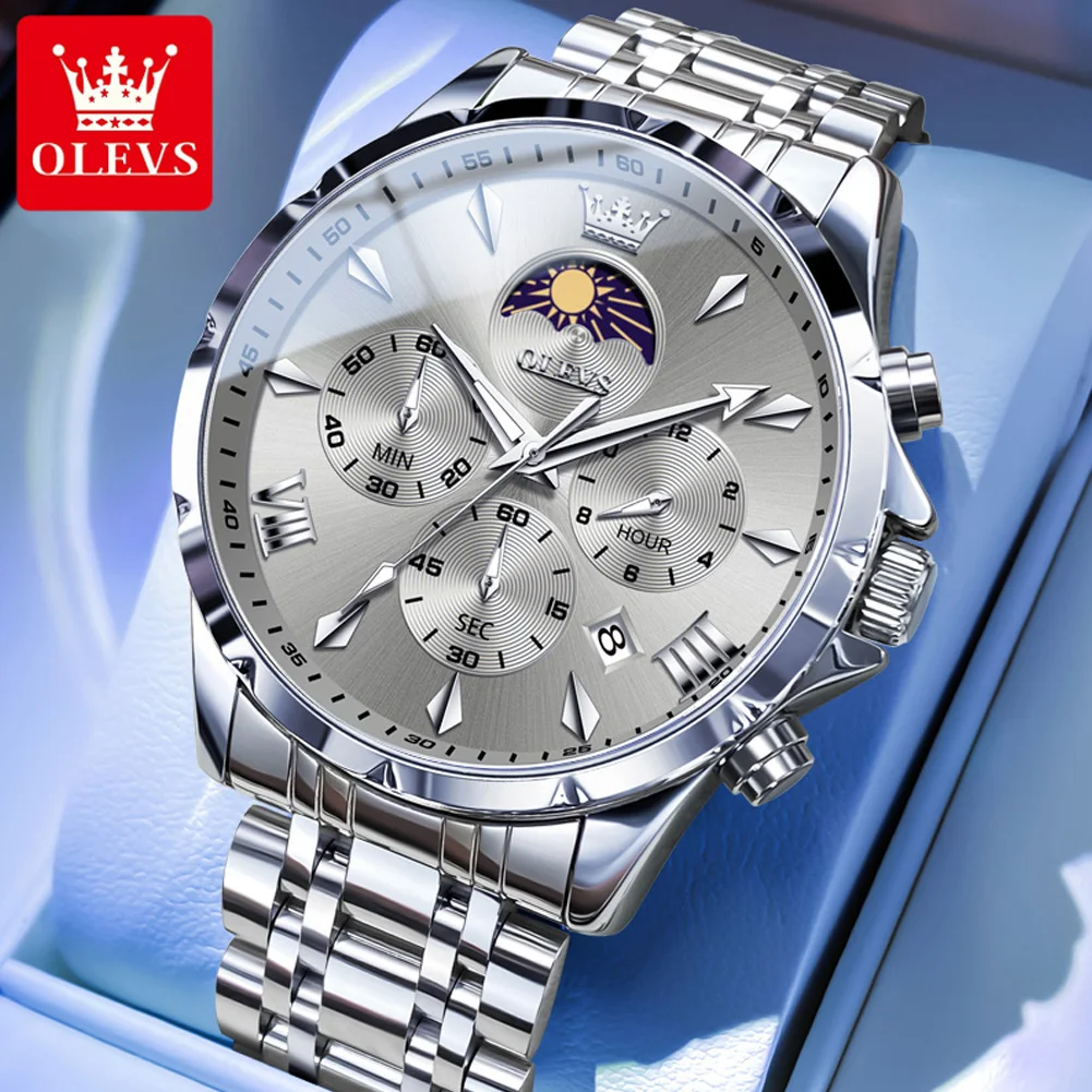 

OLEVS 3653 Кварцевые часы для мужчин Часы-календарь Топ Элитный бренд Ремешок из нержавеющей стали Многофункциональные мужские наручные часы