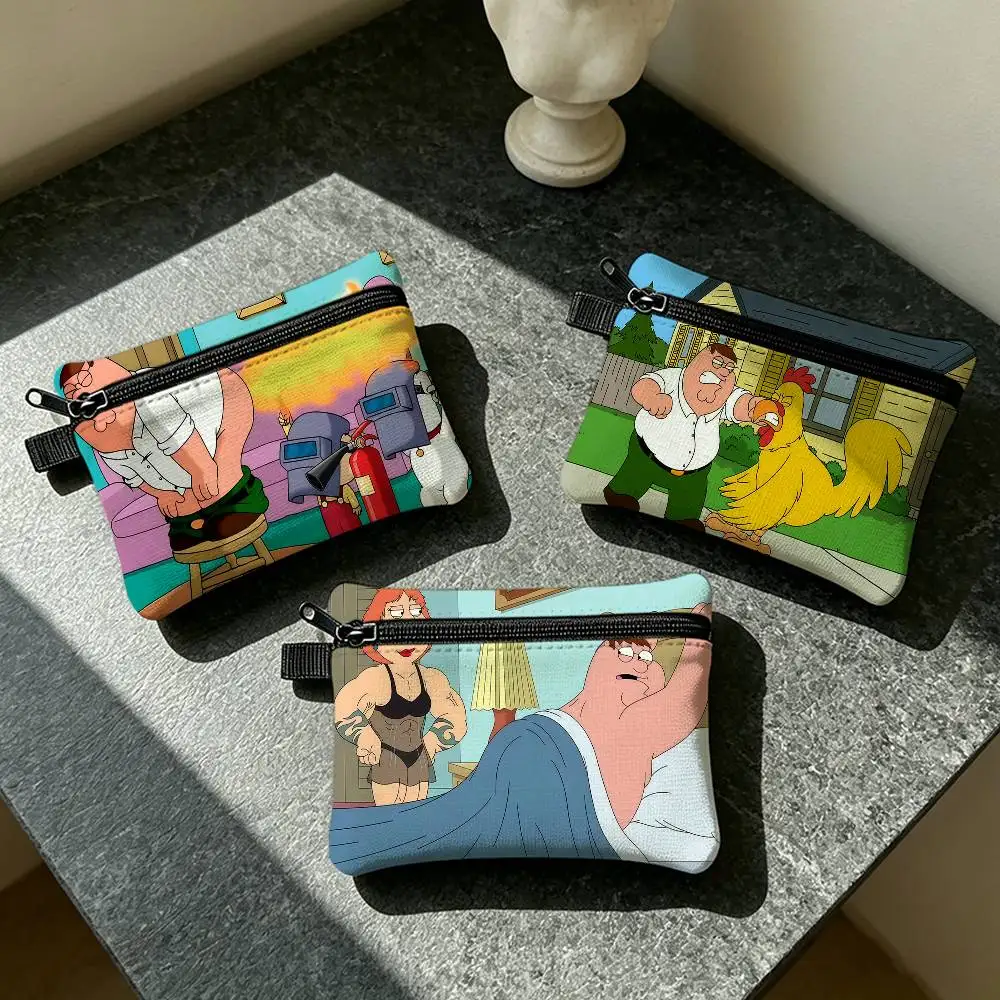 F-Family G-Guy Cartoon Funny Waterproof Zipper Coin Purse Lightweight Hanging Key Pouch Card Holder For Daily Use