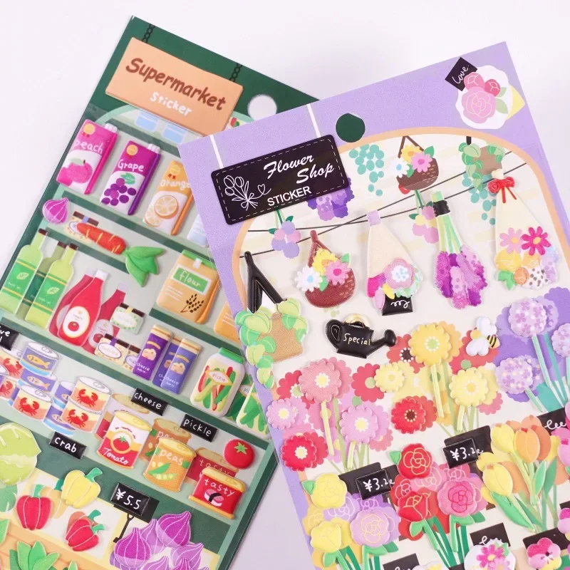 Retro Japanse Voedsel Serie Scrapbook Journal Sticker Creatief Ontwerp 3D Stereo Briefpapier Sticker DIY Decor Student Sticker