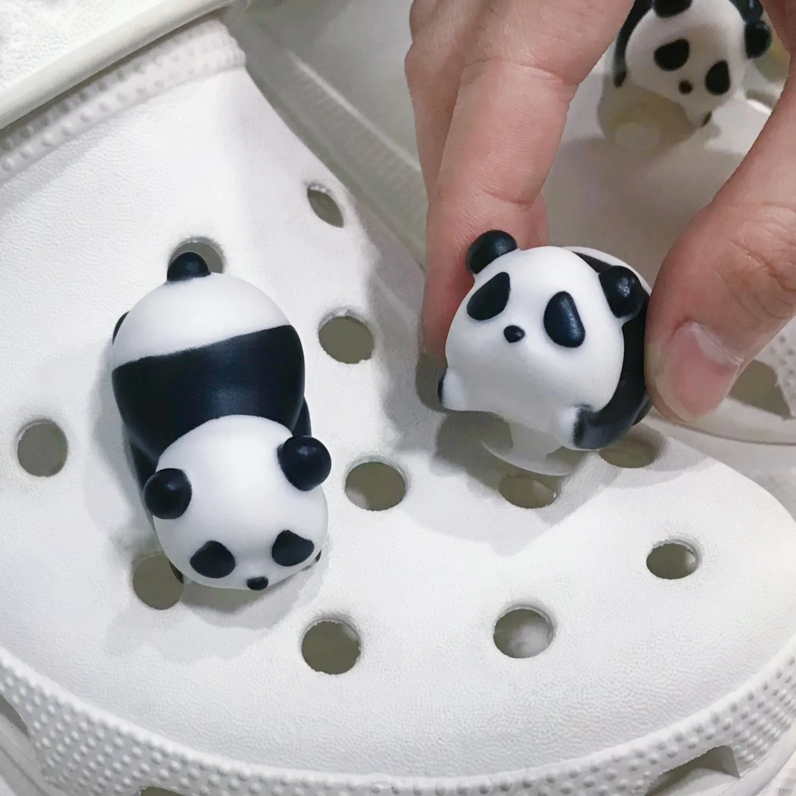 1Pcs Cute Stereoscopic Panda Baby Shoe Decoration lovely Cartoon Charm Children DIY Slipper Sandals Accessories Hole Shoe Charm