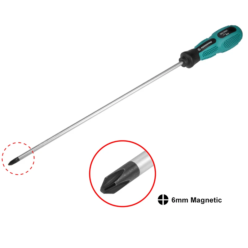 Uxcell #2 Phillips Screwdriver Magnetic Screwdrivers Bits 12 Inch Round Shaft Non Slip Comfortable Handle Non-Slip Hand Tools