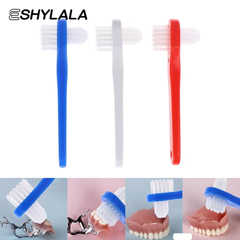 

Т-образная специальная щетка для протезов, зубная щетка, двойная головка, щетки для вставных зубов, очиститель