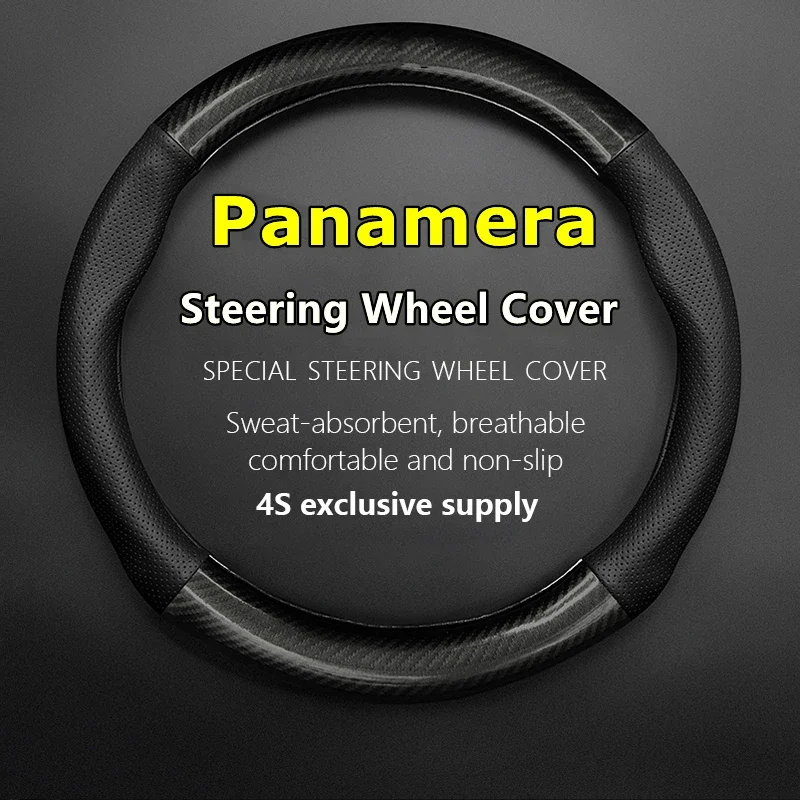 No Smell Thin For Porsche Panamera Steering Wheel Cover Genuine Leather Carbon Fiber Fit 3.0T 4 Sport Turismo 4S 2.9T 4.0T 2017