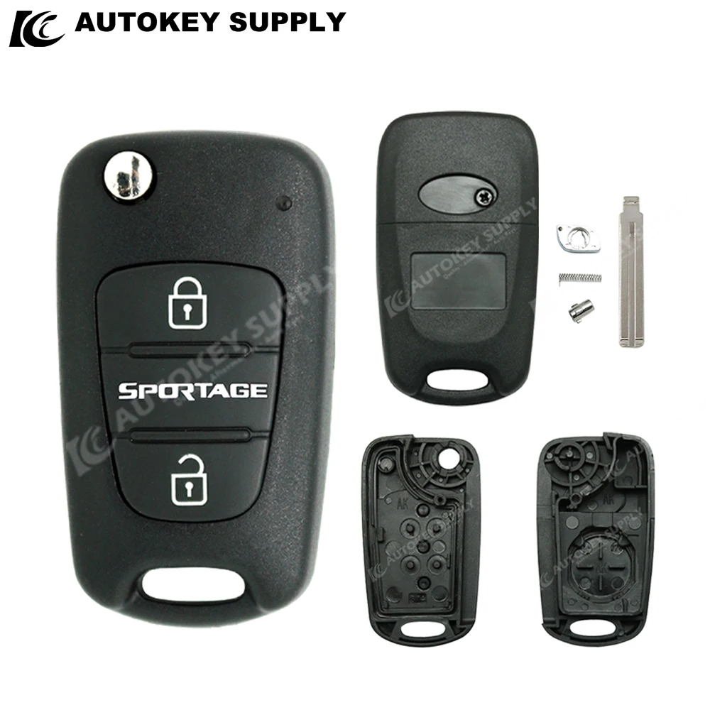 AutokeySupply For Sportage Gl Flip Remote Key Shell 3 Button