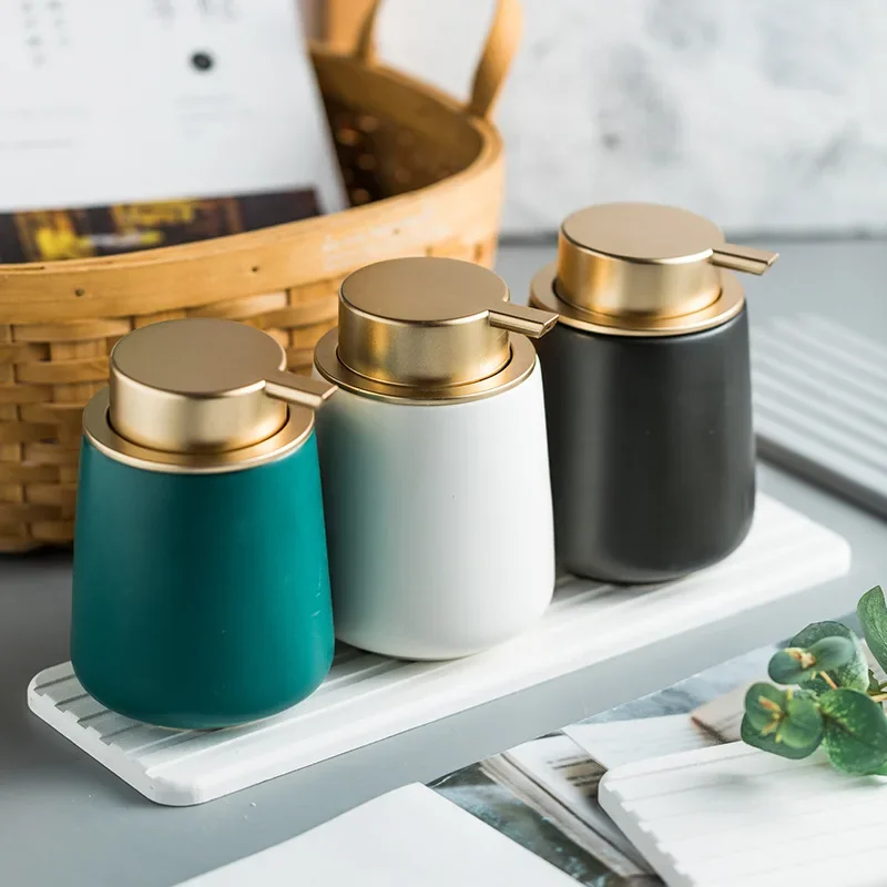 Light Luxury Series Ceramic Marble Dish Soap Dispenser Bottle Countertop Hand Soap Dish Soap Storage Container for Home Decor