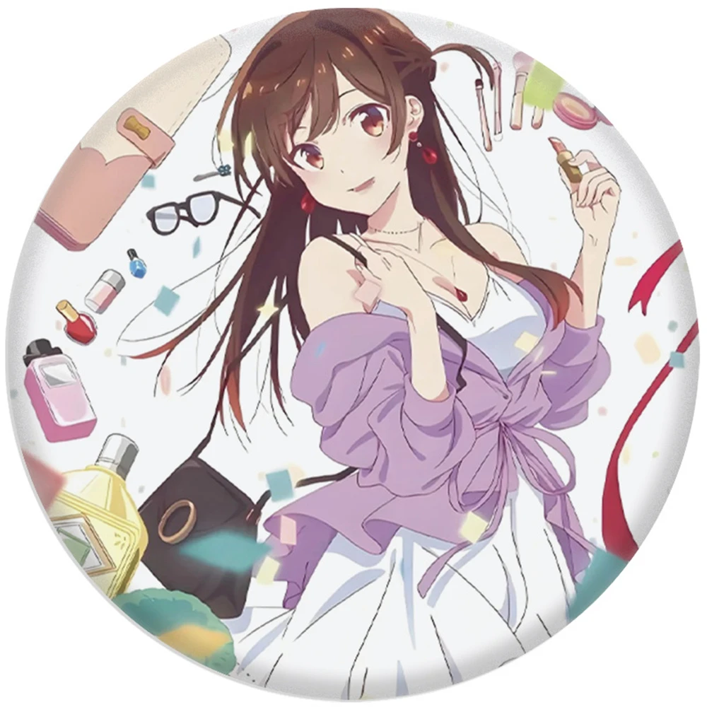 58mm Anime Rent-A-Girlfriend Lchinose Chizuru Asami Nanami COSTUME Cosplay Distintivo Pin SPTE Spilla in banda stagnata ﻿   Prop Gilf