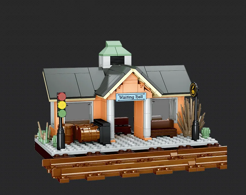 Kreative Bausteine für Stadtbahn-Konstruktion, Retro-Dampfzug-Station, STEM-Lernspielzeug-Kollektion als Geschenk – Detail 5