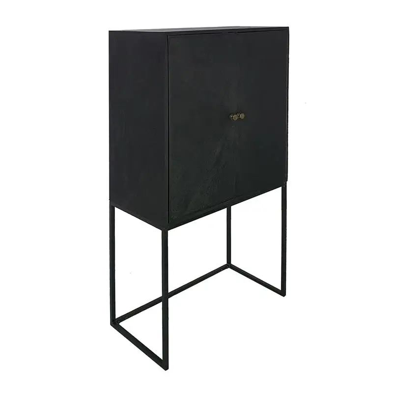 خزانة سوداء منظم تخزين 31.5 × 16.5 × 60 بوصة مع أرفف #4