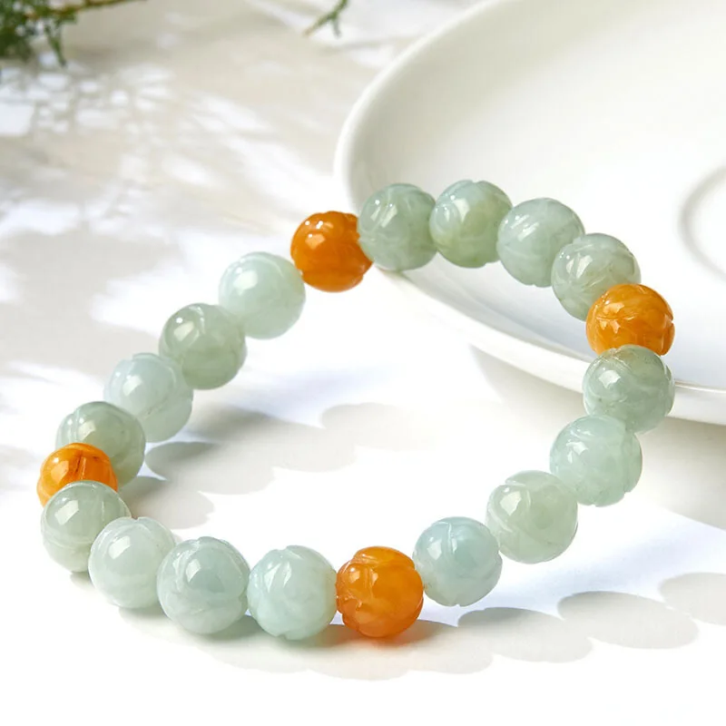 Bracelet Women's Myanmar Lotus Scattered Beads Jade Bead Tricolor