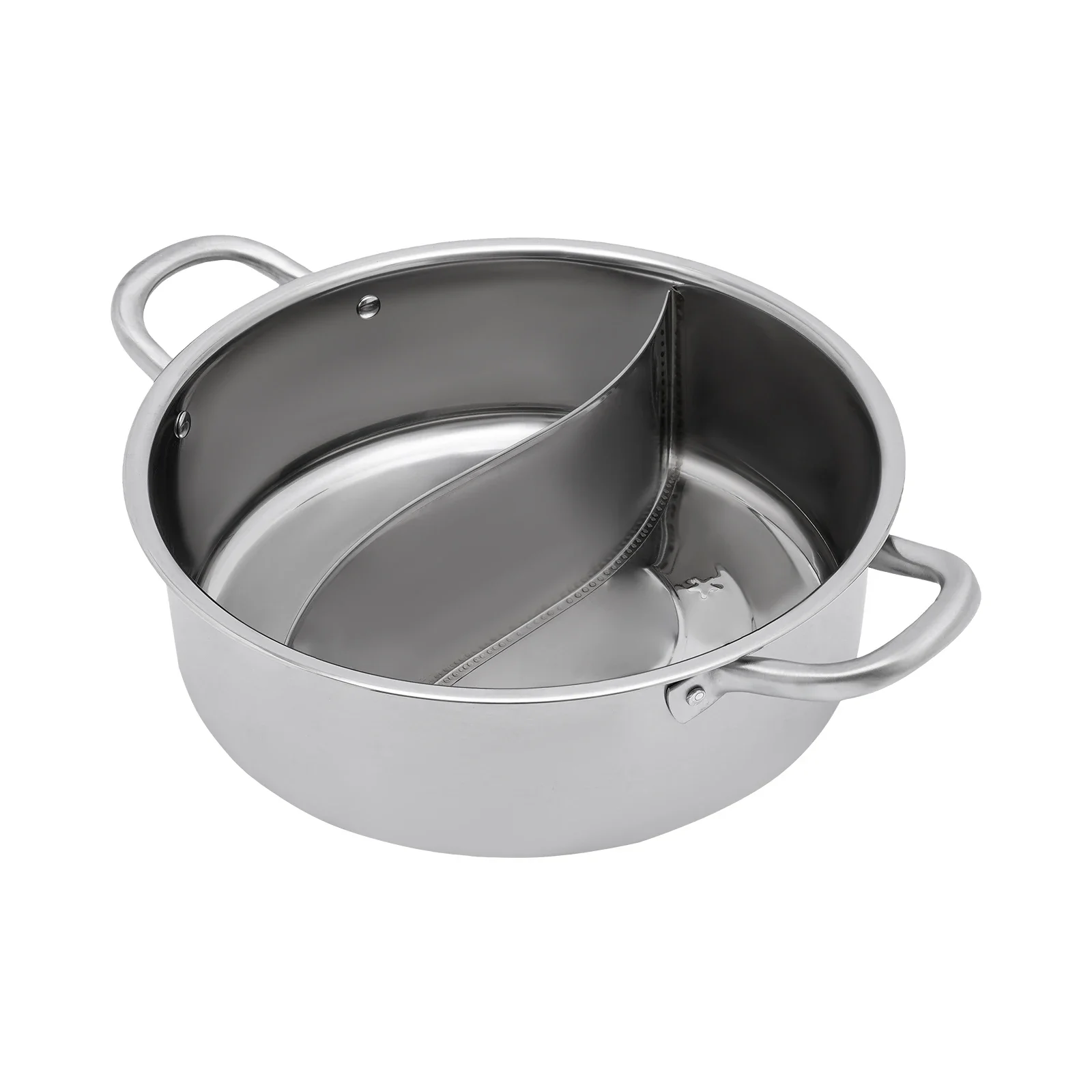 Hot Pot Cooker, 304 roestvrijstalen Hotpot Cooker met scheidingswand en deksel voor inductiekookplaat gasfornuis