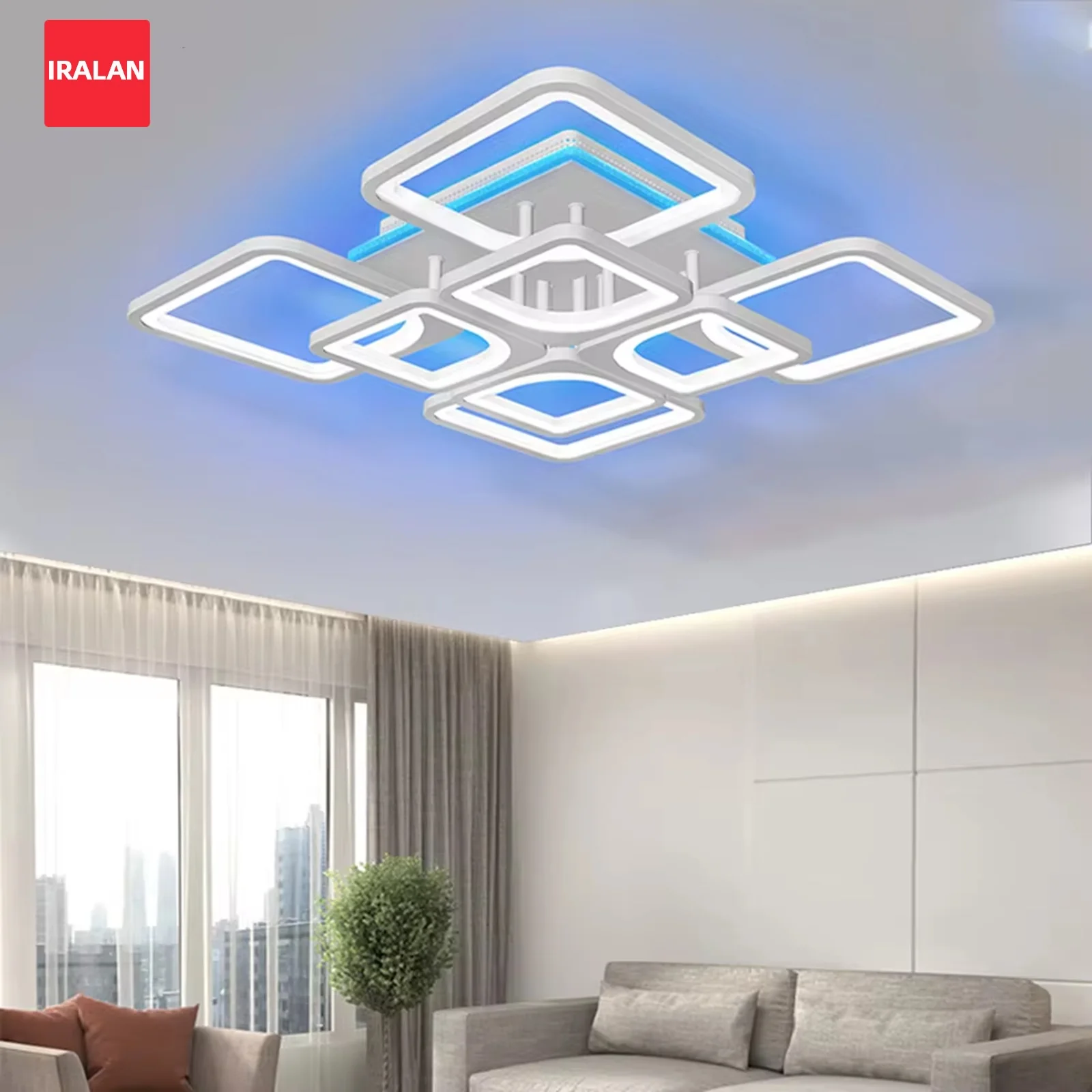 Modern LED Ceiling Pendant Lamp Backlight with Remote Control Smart Ceiling Chandelier for Showroom Restaurant Gloss Lighting