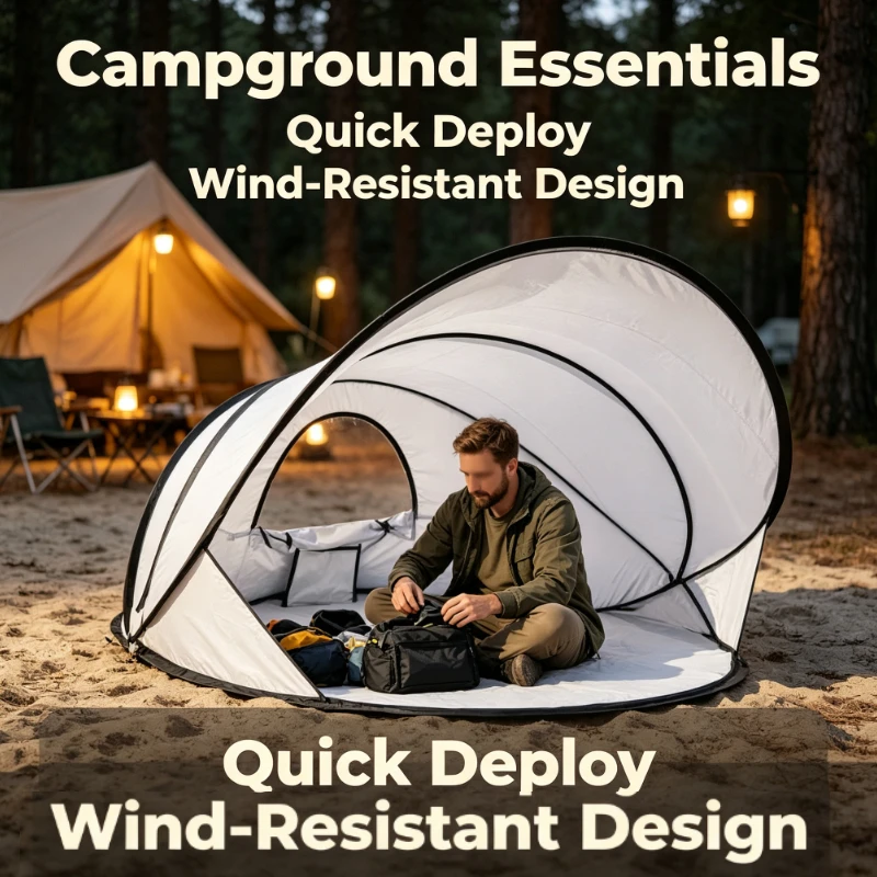 Lightweight Pop Up Beach Tent With Double Arch Design For Seaside Camping Sun Protection Shade Shelter Outdoor Activity