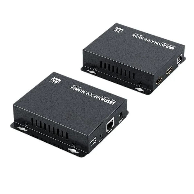 HD KVM HDMI Extender 50 Meters, USB Keyboard Mouse Transmission via CAT Cable, Remote Control Equipment