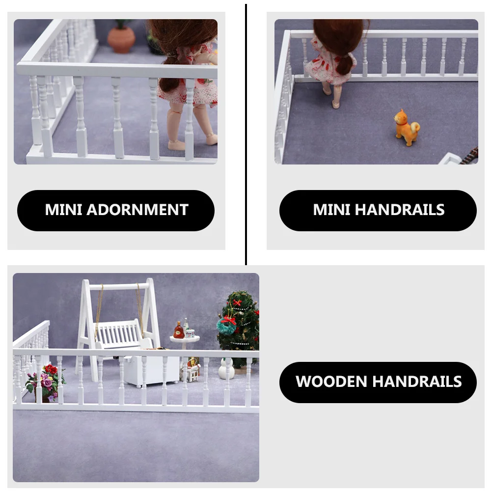 Accesorio para el hogar, barandilla de columna blanca, muebles de decoración DIY de madera en miniatura para niños