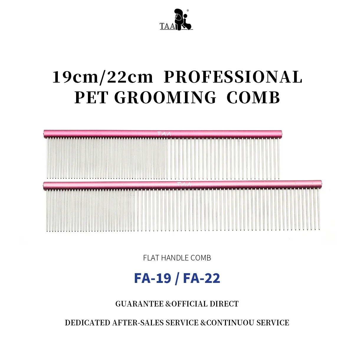 

TAA Professional Grooming Comb Dog Double Tooth Pet Comb Sparse and Dense Row FA-19 Removes Hair of Knots and Tangles