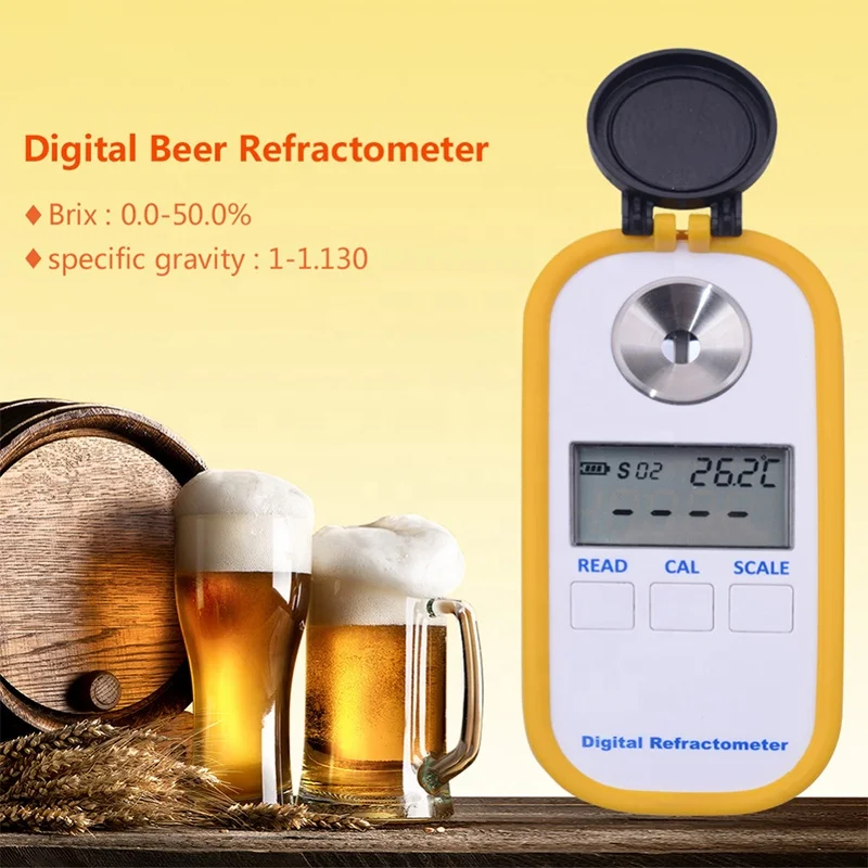 Beer Concentration Meter Hydrometer Handheld Digital Beer Refractometer Brix 0-50.0% Wort Beer Measuring Tool