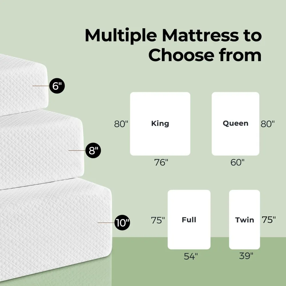 Rolanstar Full/Twin/Queen/King optional Size Mattress, 6 Inch Gel Memory Foam Mattress in a Box, Fiberglass Free, Breathable