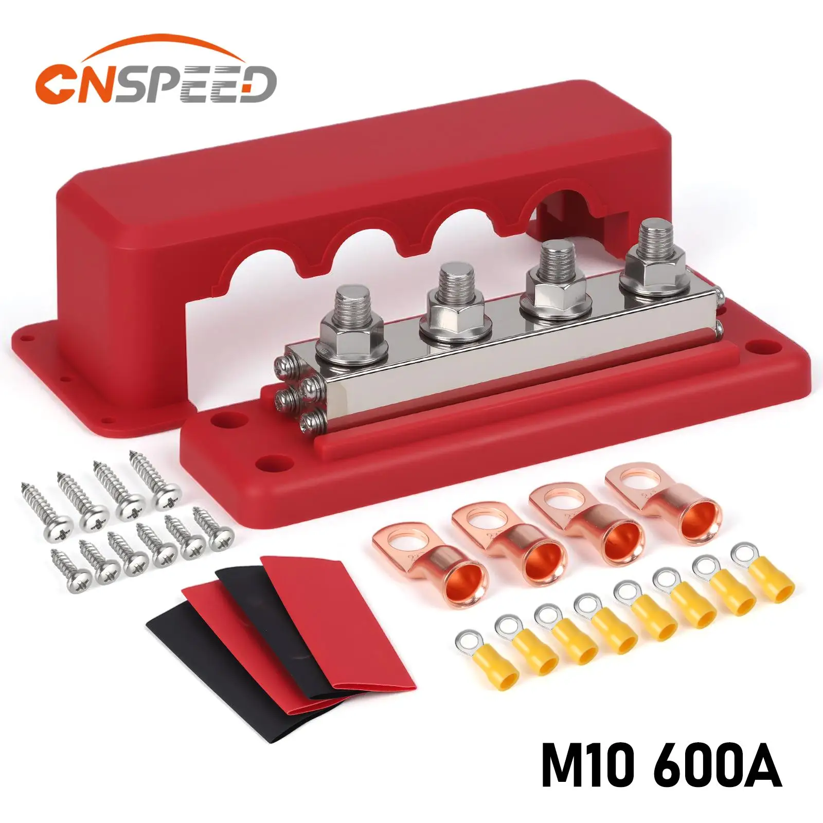 

CNSPEED Power EV Зарядное устройство Распределительный блок Шина 600A 12-48V Электрический клеммный блок Шпилька M10 3/8 "для кемпера RV Грузовик Лодка