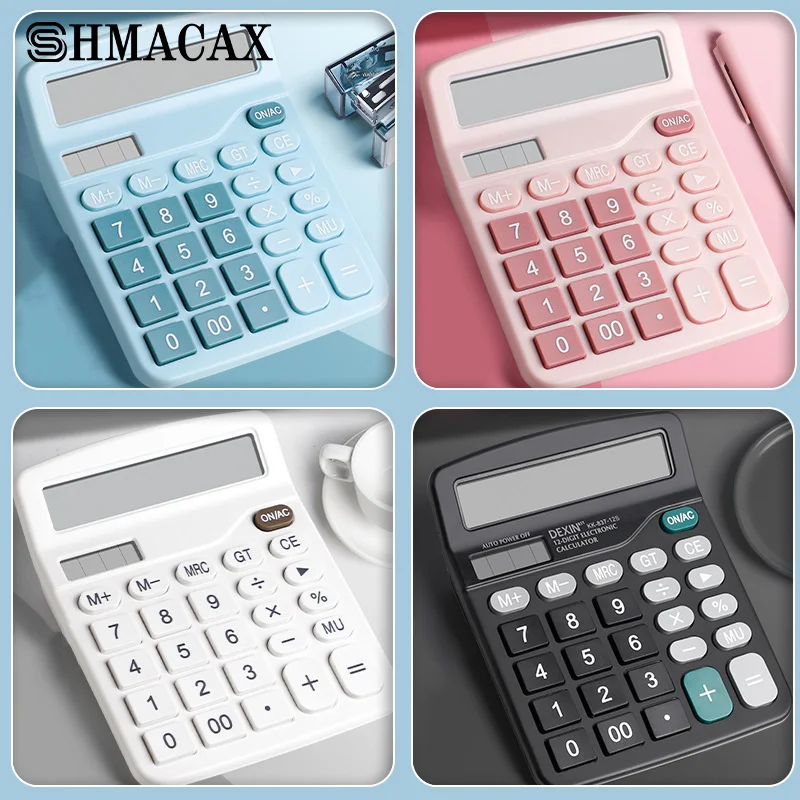 Calculatrice scientifique solaire avec grand écran, calculatrice mignonne, ordinateur de bureau, bureau financier, 1 pièce