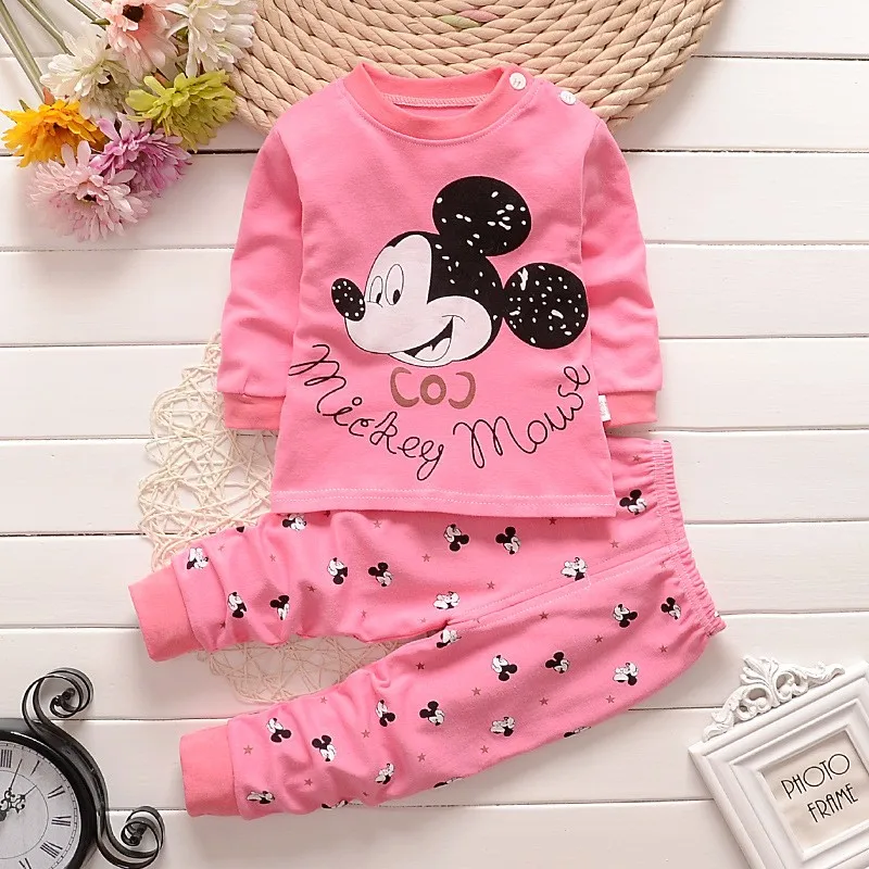 Winnie Pooh Printed Baby Home Clothes Underwear Suit Autumn Long Sleeved Set Cartoon Disney Children\'s Leisure Wear Outfits