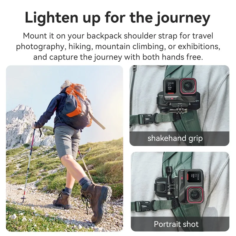 aMagisn Backpack Clip Hands-Free 360° Strap Clamp Mount For Insta360 / DJI / GoPro Action Camera Fixed Bracket Accessories view 4