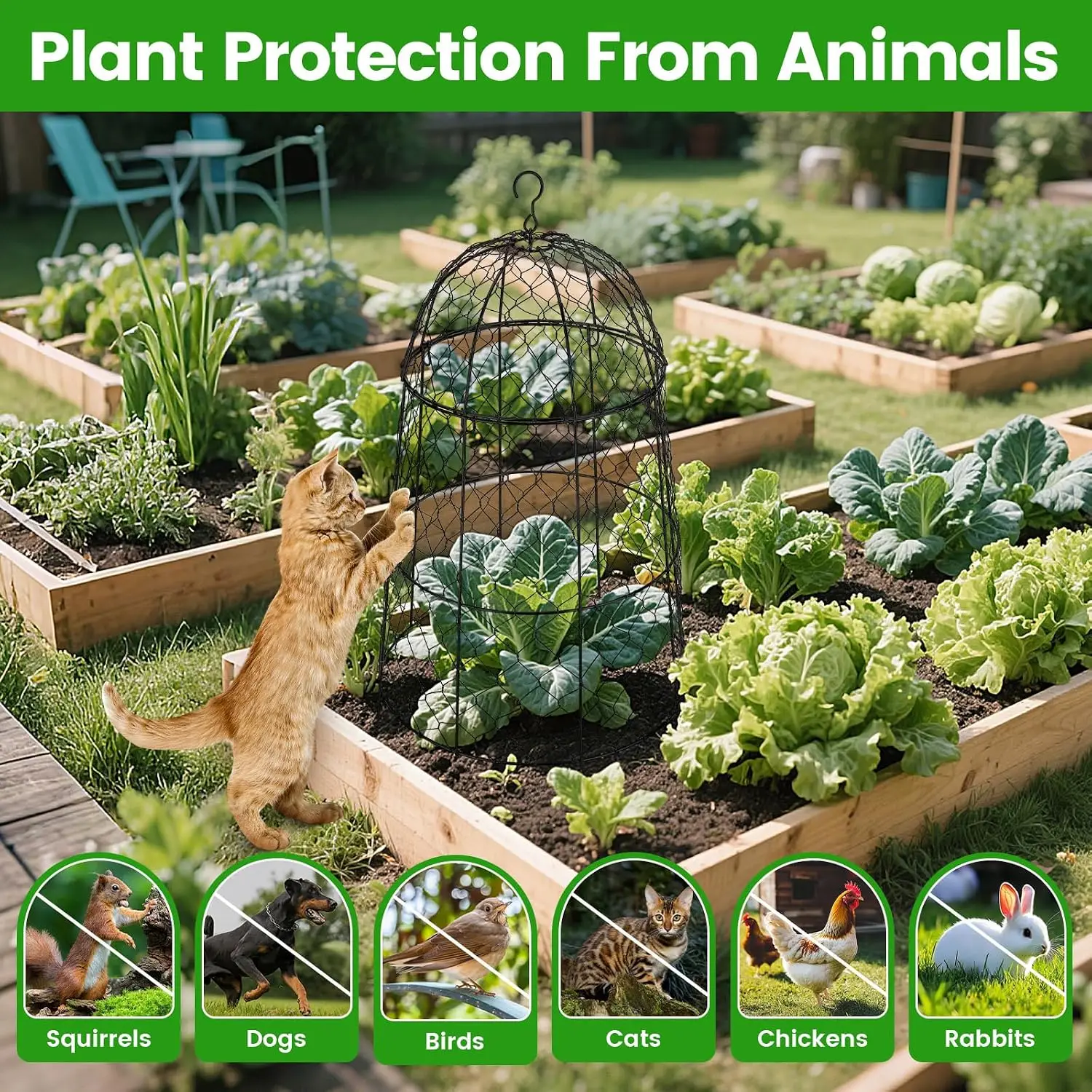 Chicken Wire Plant Covers,20 x 12.6in Large Size Rust-Proof Plant Cages for Outdoor Plants, Flip-top Design for Easy