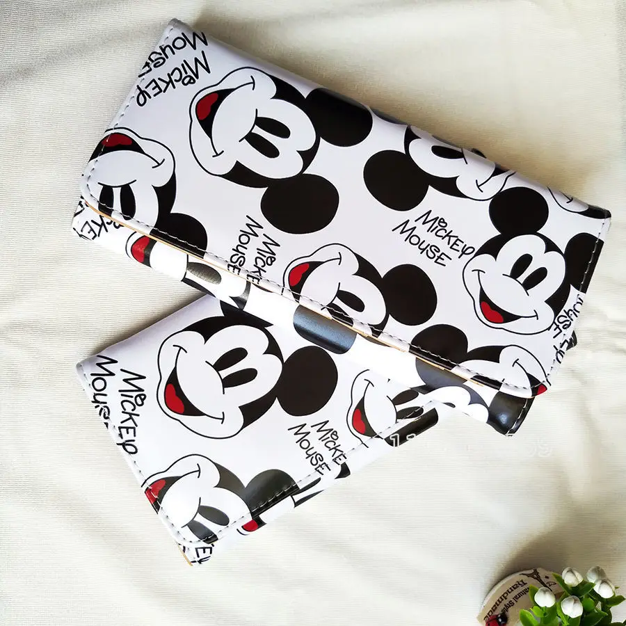 Disney Mickey 'S Nieuwe Lange Portemonnee Luxe Merk Cartoon Vrouwen Portemonnee Grote Capaciteit Multi Card Slot Mode Trendy Opvouwbare Portemonnee