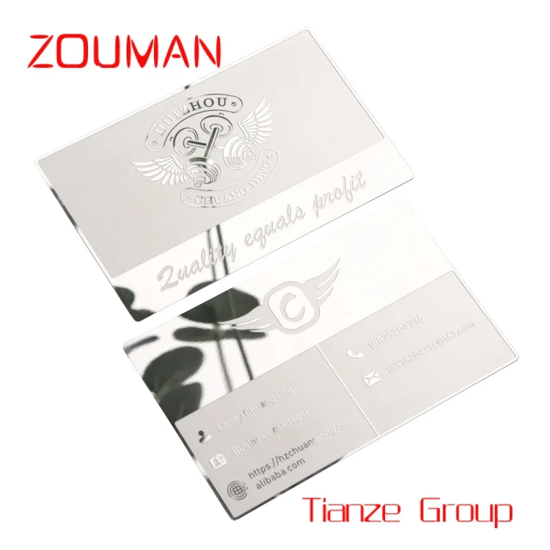 

Custom , stainls steel Custo VIP Gift irror sier Eed Gold etal Busins Card ith logo etal printing