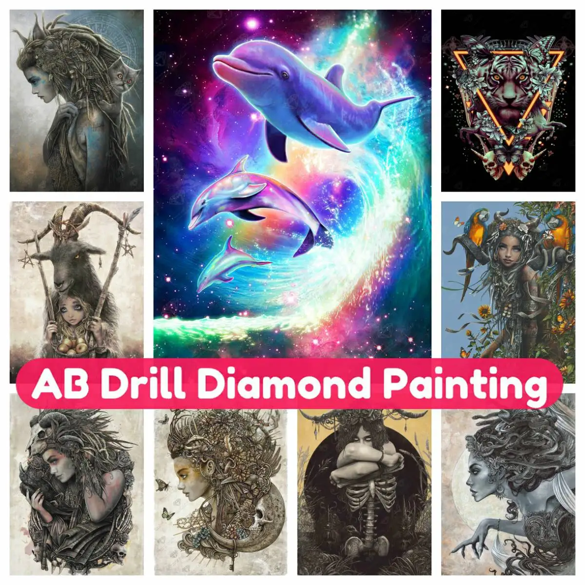 

Dark Gothic Mosaic 5D Diamond Embroidery Handmade Art Rhinestones Full Drill Round Square Home Decor