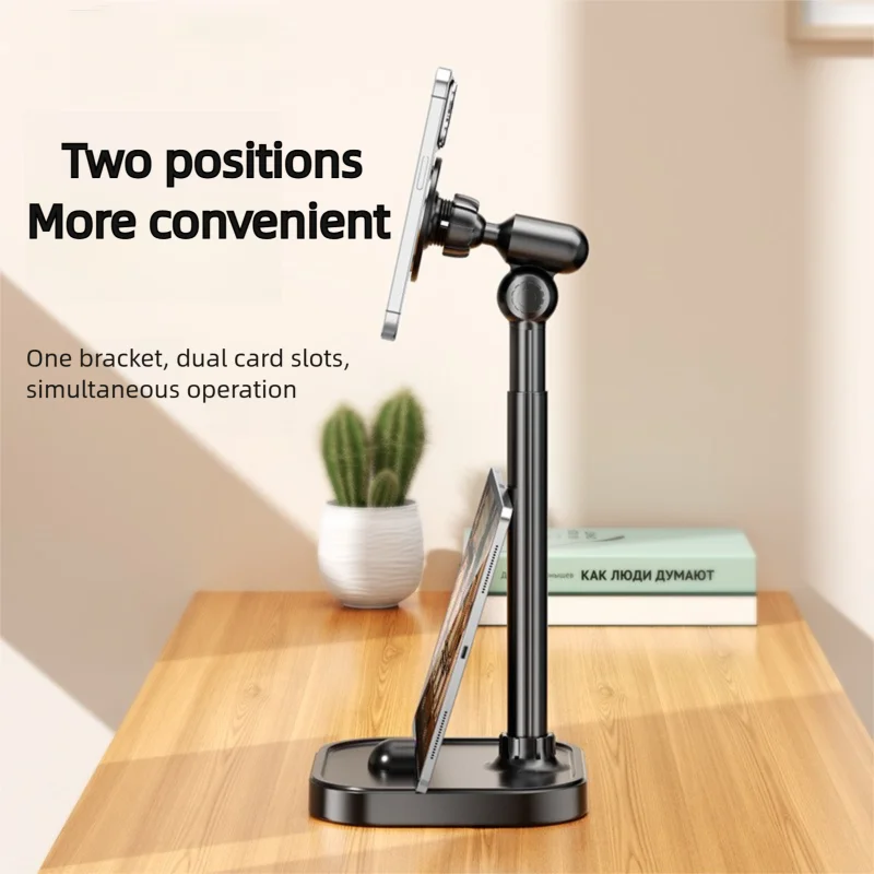 Soporte telescópico 2 en 1 para teléfono móvil, ángulo ajustable, adecuado para iPhone Magsafe, ranura magnética portátil para soporte de teléfono de escritorio