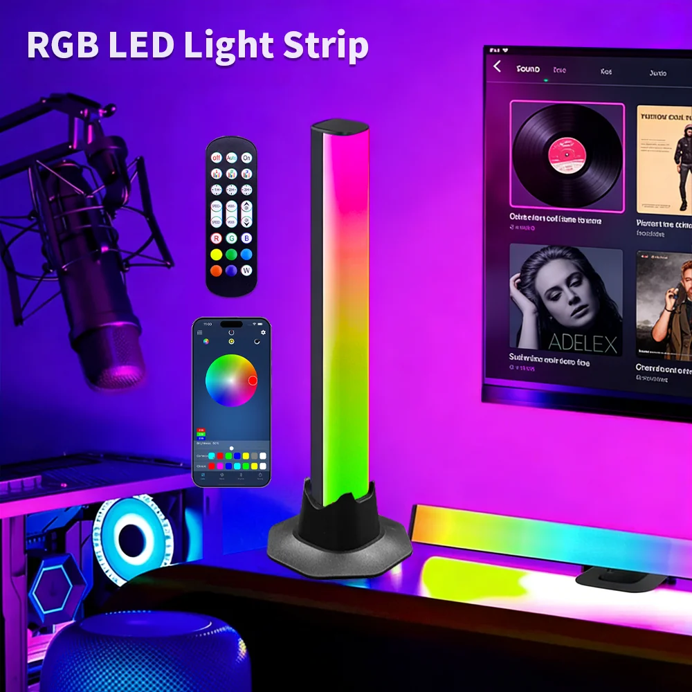 RGB Color Changing Desktop LED Ambient Light APP Remote Control Music Sync Sound Activated USB Lamp for Gaming PC Bedroom Living