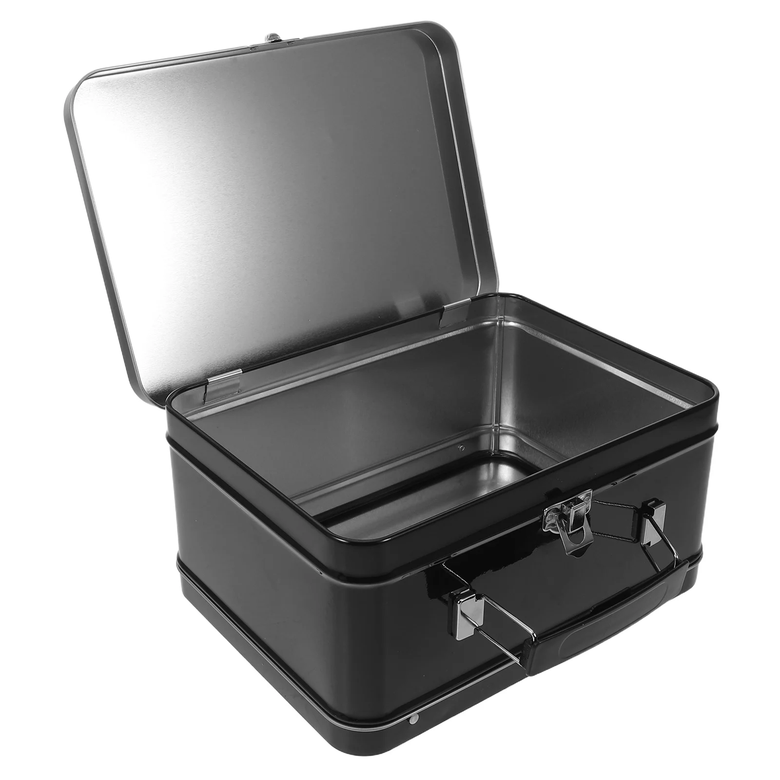 

Metal Lunch Box 12X8X4Cm Tinplate Food Container Hinged Leakproof Handle Storage For Snacks Meals Crafts Keepsake Bento Case