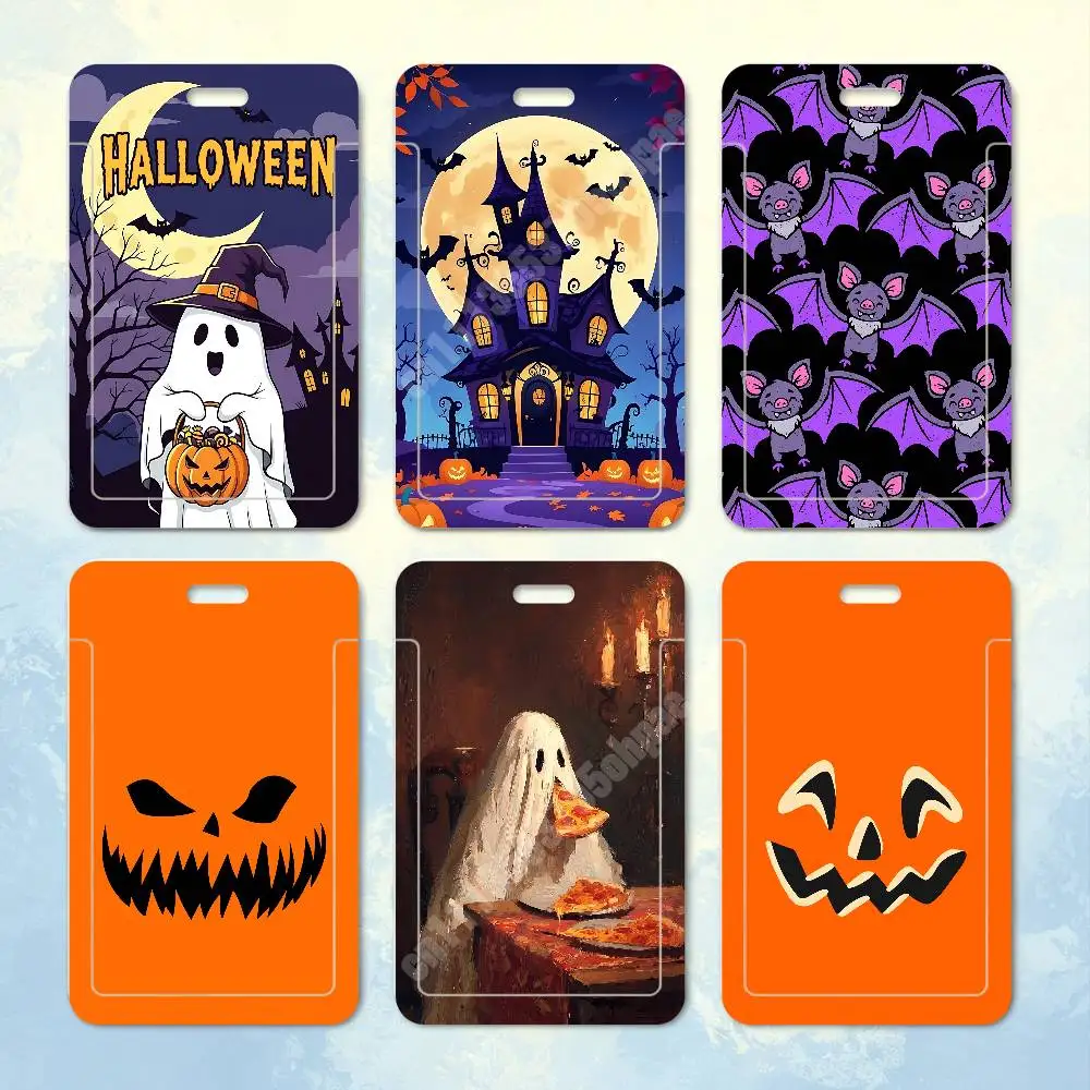 Halloween Pumpkin Lantern Haunted Castle Plastic Card Holder Worker ID Card Clear Transparent Employee Visitor Pass