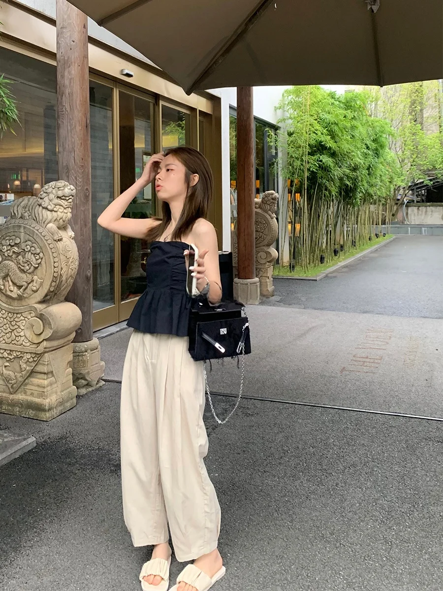 

Брюки-фонарики женские, свободного кроя, с высокой талией, из смесового хлопка и льна, повседневные, модель Bling Bubble