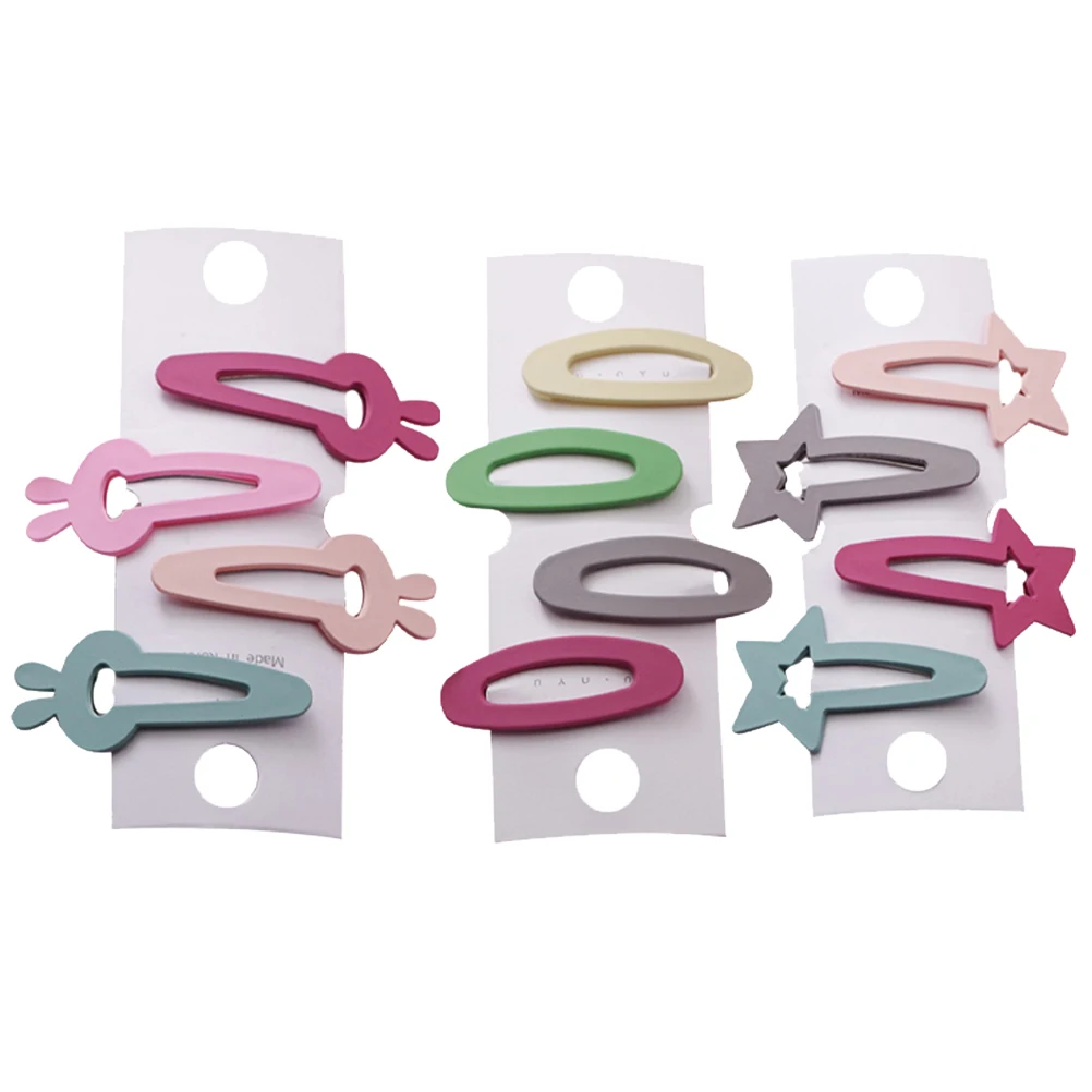 

12 Pcs Frosted Hair Clips Candy Color Simple Women Girls Hair Pins Barrettes Unique Design Elegant Matching Shine Party