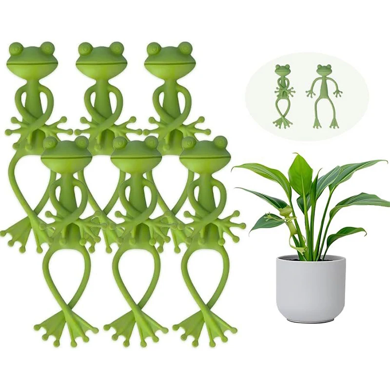 1-5PCS Green Frog Plant Clip Cute Plant Stand Gardening Gadget Fixator for Flower Vines Stem Holder Garden Supply Plant Rack ZYF