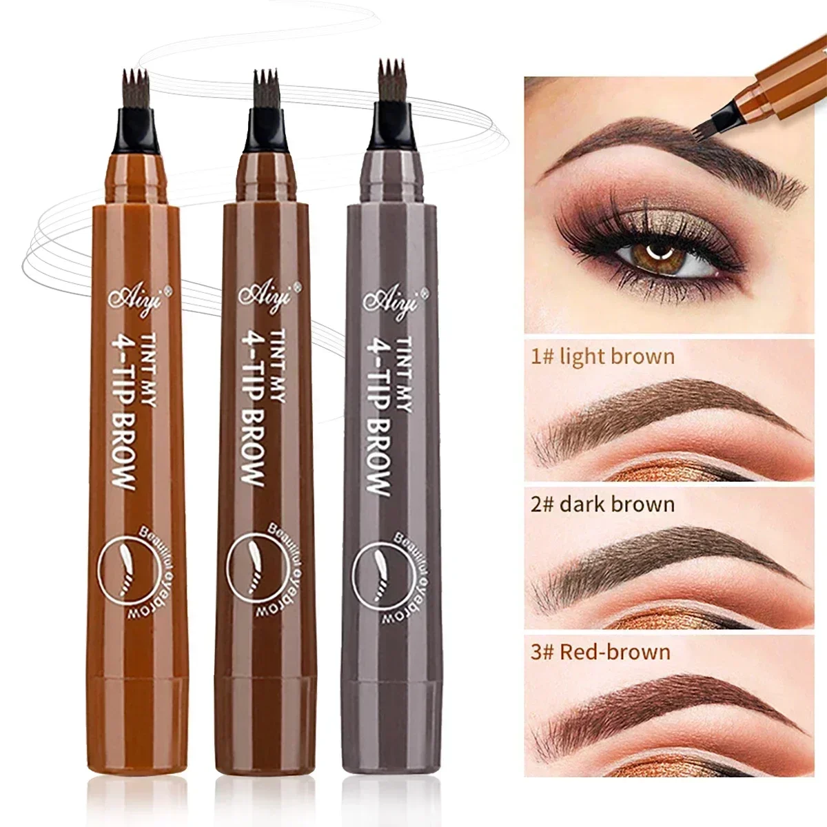 Four-pronged Eyebrow Pencil, Wild Eyebrow Simulation, with Distinct Roots, Waterproof and Non-decolorizing Liquid Eyebrow Pencil