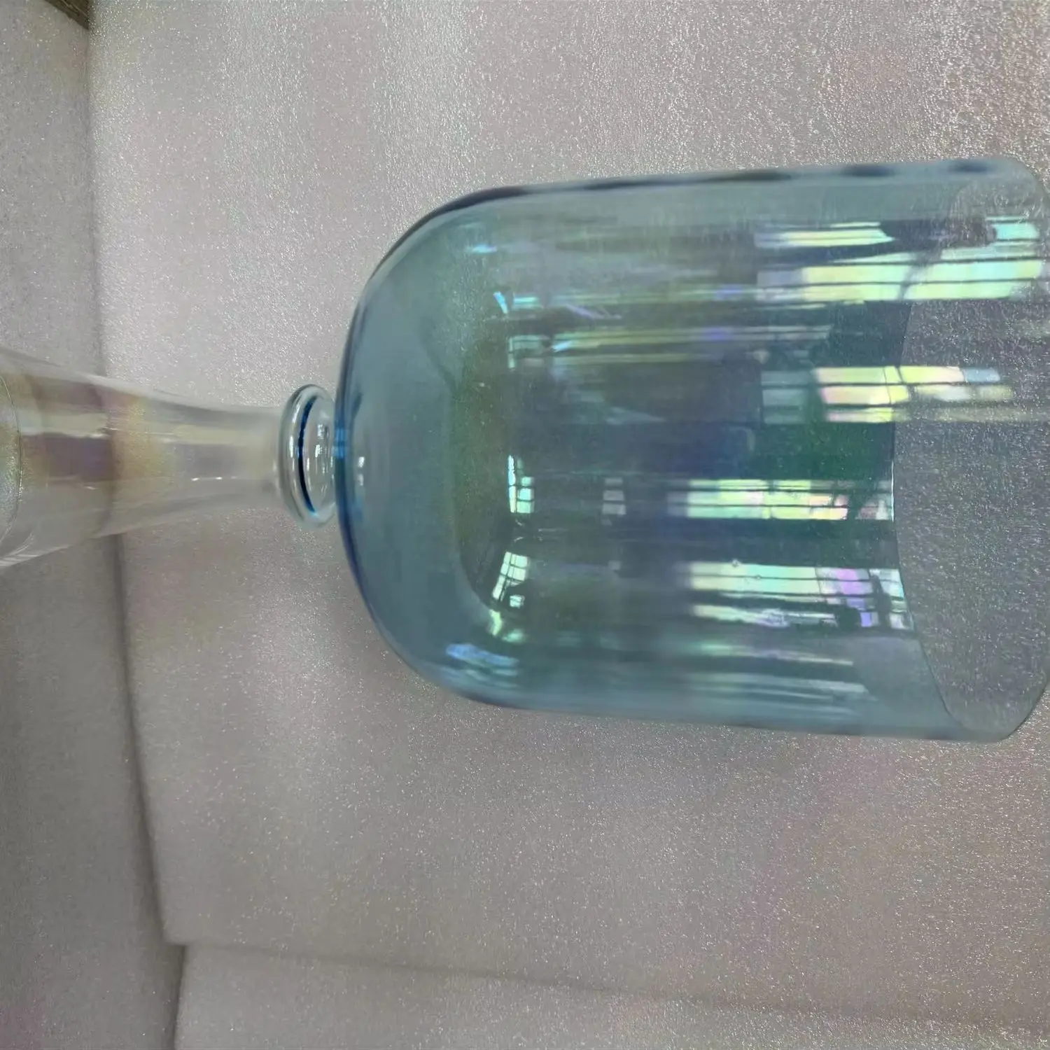 

Crystal singing chalice cosmic blue color cosmic clear stem perfect pitch 3rd octave A Third Eye chakra or A# note Pineal chakra