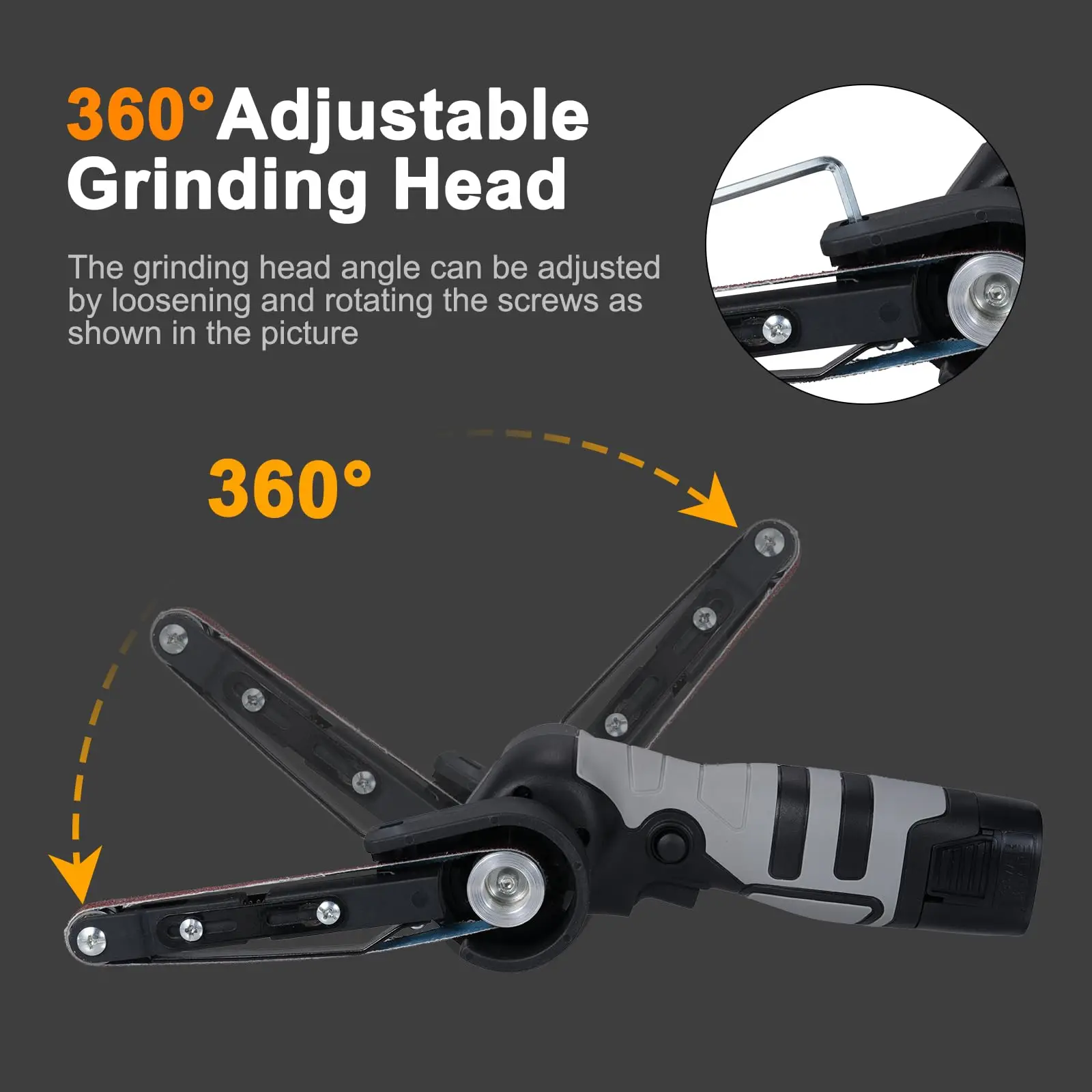 Handheld Cordless Mini Angle Grinder Belt Sander for Metal Wood Tile Cutting Polishing Grinding Compatible with Makita Battery