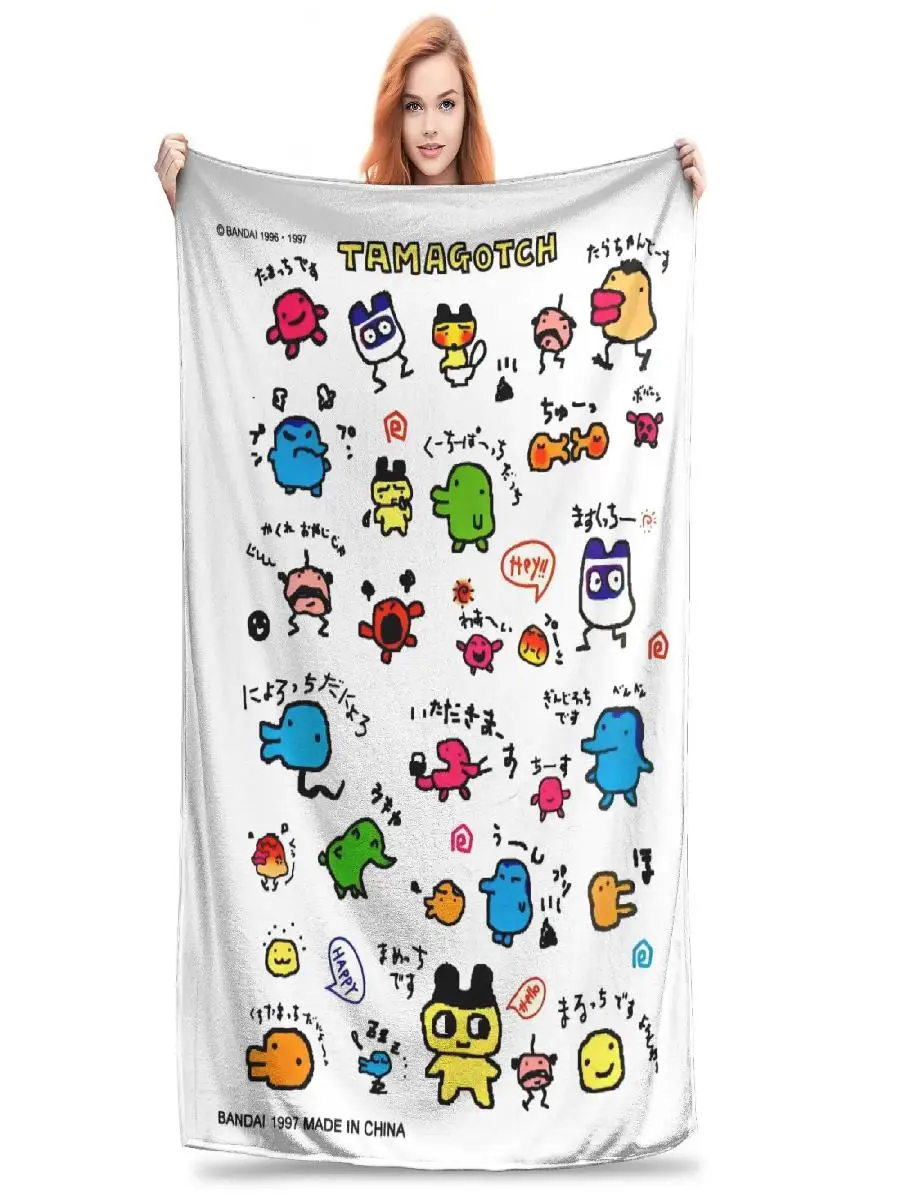 Japanese Tamagotchi Warm Soft Plush Throw Blanket for Boys Girls Flannel Bedspread Sofa Bed Cover Home Decor Print