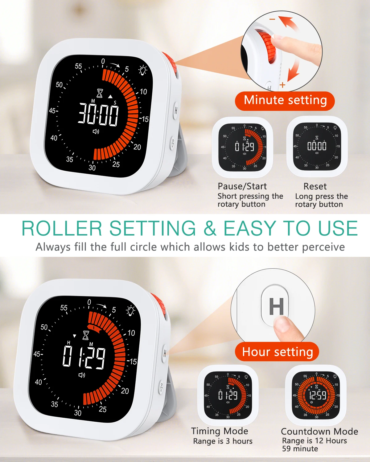 ترقية الموقت البصري القابلة لإعادة الشحن العد التنازلي الرقمي المطبخ أداة إدارة مؤقت الطبخ الميكانيكية للمنزل مكتب المدرسة #3