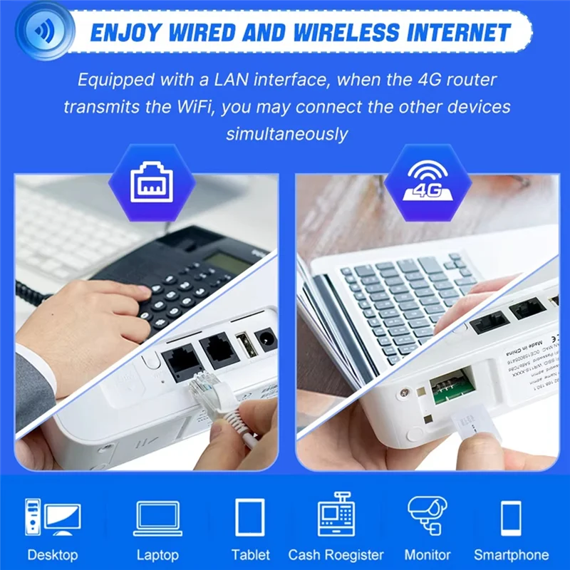 AA08-4G LTE Wifi Router Wifi 6 Modem 300Mbps 2.4 G With Wired Telephone Interface SIM Card Slot For Eu Africa Asia EU PLUG