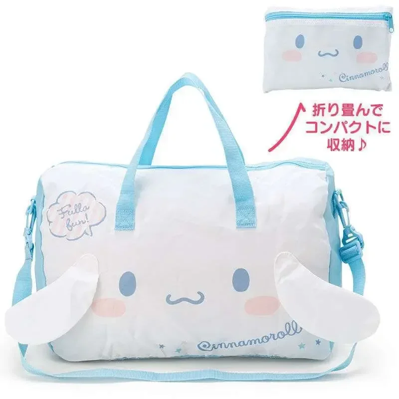 Sanrio Hello Kitty Cinnamoroll Cartoon Folding Women\'s Travel Bag Carry-on Duffel Bag Crossbody Bag Adjustable Trolley Case