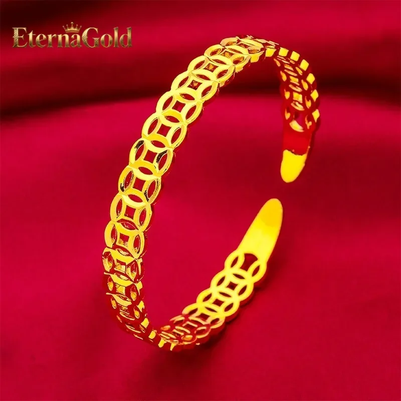 

EternaGold 24K Gold Coin Open Ring | AU999 Pure Gold, vintage copper coin design, adjustable fit, classic charm for daily wear