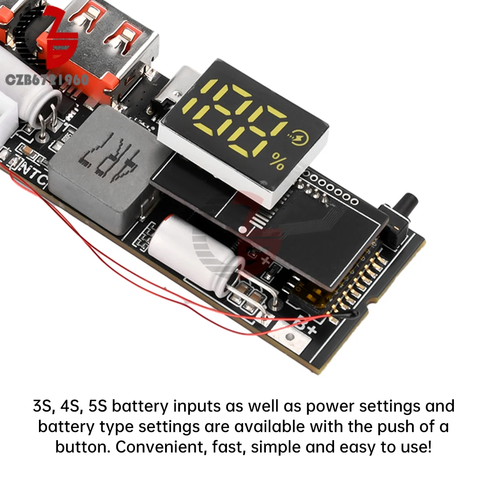 3S 4S 5S 65W 100W Power Bank Podwójny port C Dwukierunkowe szybkie ładowanie Mobilny moduł zasilania 18650 Płytka ładująca DIY Płyta główna